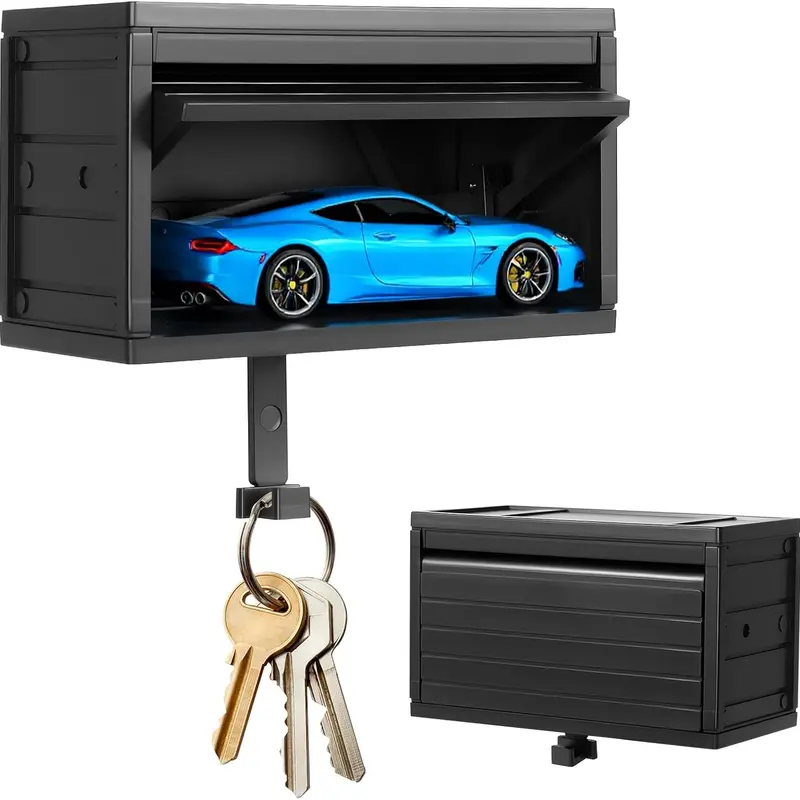 ACUDUDOMA Compact Wall-Mount Dual-Purpose Decorative Key Holder Box - Durable 3D Organizer with Opening Door, Entryway Home Decor Accessory, Easy Installation for Car Enthusiasts, Safe for Families with Kids, Garage Use