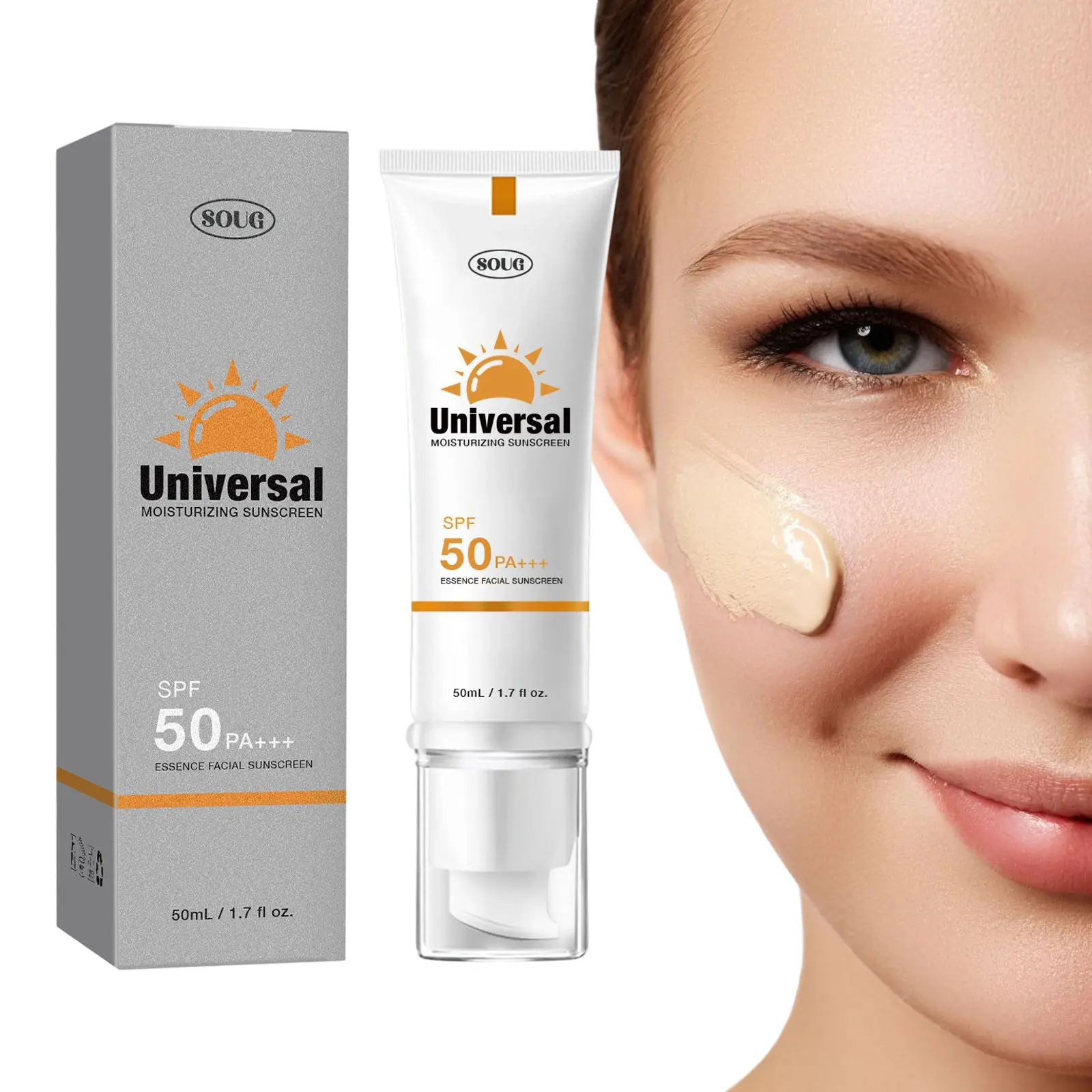 Sunscreen to prevent sunburn and tanning, Universal Tinted Face Moisturizer Sunscreen, SPF 50 PA+++,Water Resistant And Non-Greasy, For All Type Skin Facial Skincare,travel essentials