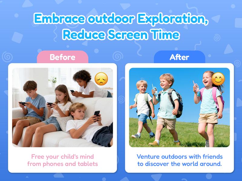 Kids Video Walkie Talkies, Rechargeable 2 Pack Handheld Video Intercom, Indoor Outdoor Toys for Camping Hiking Family Games, Ideal Christmas Gifts for Boys Girls Ages 3-12 (Blue/Pink)