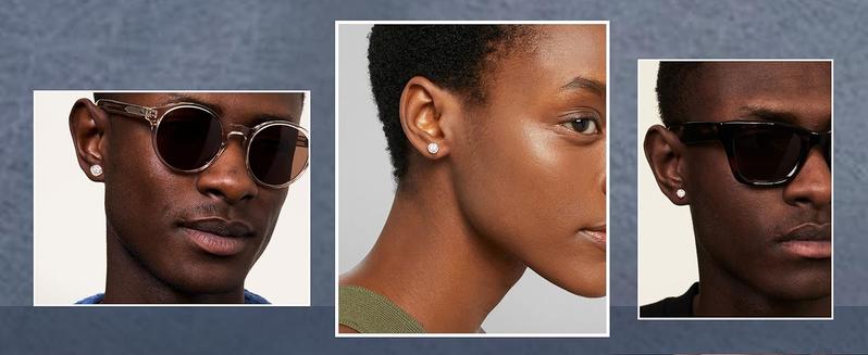 Fashonable Non Pierced Synthetic Moissanite Magnetic Earrings for Women 18K White Gold Plated Hypoallergenic Stainless Steel Fake  Earrings