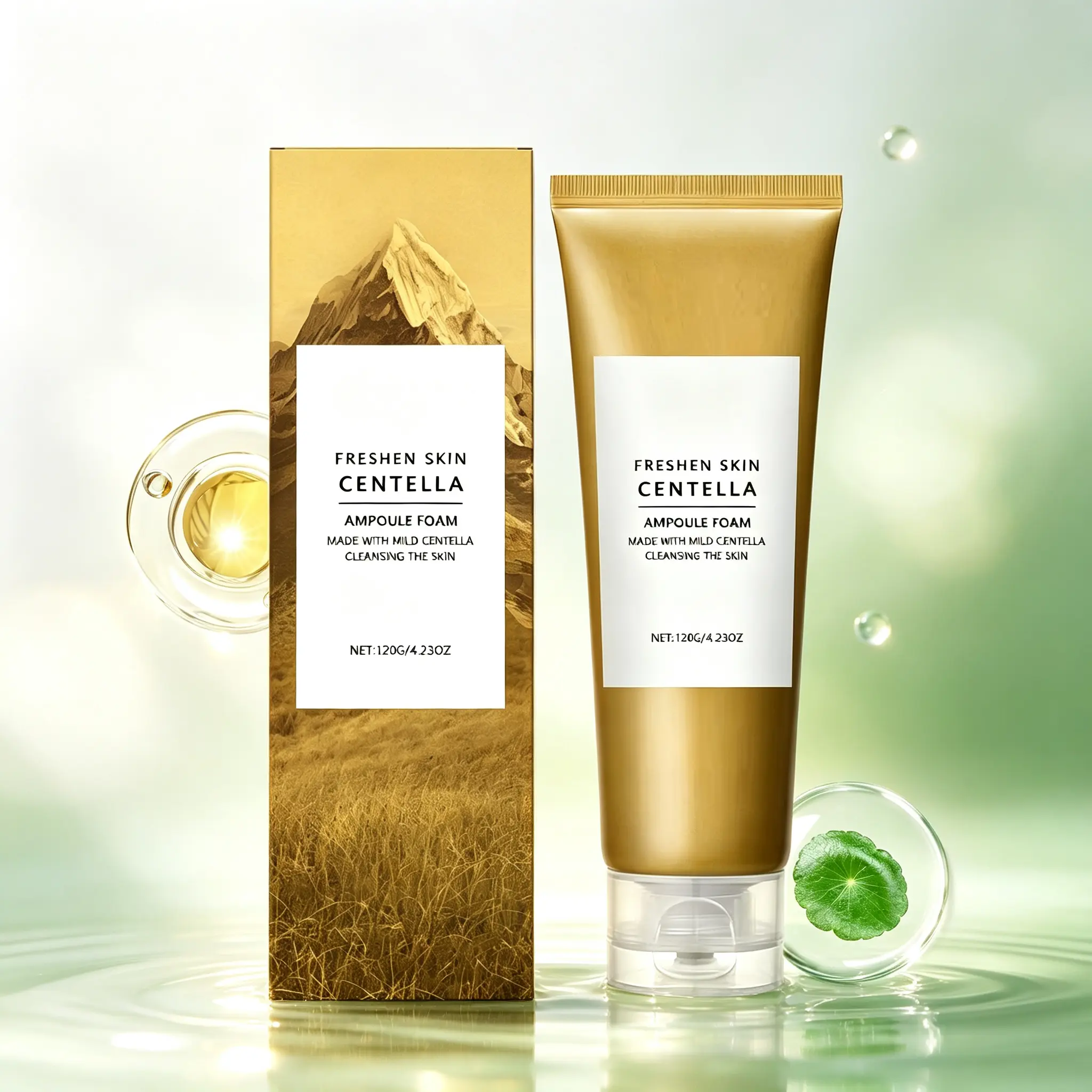 Gentle Centella Ampoule Foam Cleanser 120g - Facial Face Wash for Calming, Cleansing Skin, Daily & Evening Use, Hydrating, Nourishing, Soothing