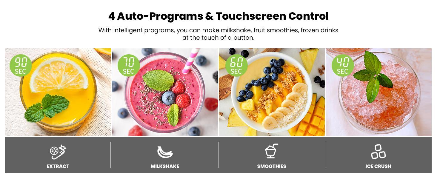 Professional Blender, 5 Functions Touchscreen Control Smoothie Blender for Smoothies,Frozen Drinks & Ice Cream, 1200W Countertop Blender with Travel Cup, , 52oz Glass Jar, for Ice Crushing/Sauce/Nut Butter/Soup Professional Blender, 5 Functions Touchscreen Control Smoothie Blender for Smoothies,Frozen Drinks & Ice Cream, 1200W Countertop Blender with Travel Cup, , 52oz Glass Jar, for Ice Crushing/Sauce/Nut Butter/Soup