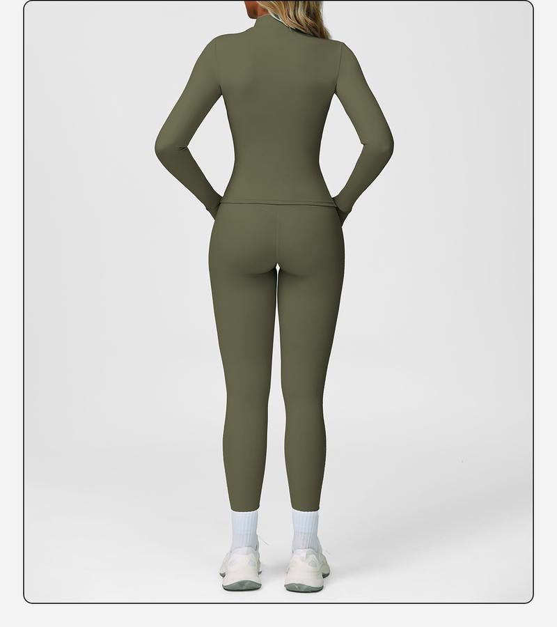 MFVIM Women's Fitness  3-Piece High-Waisted Leggings Top Jacket Gym Yoga Elastic Sports Bra  activewear halter top Set Workout Running Clothes Spring Sportswear Summer Sportswear Sporty Style Outfits