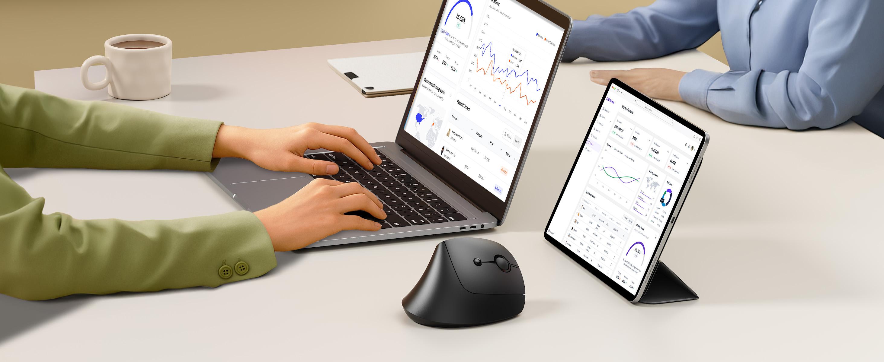 Seenda Ergonomic Mouse Wireless, MOU200 Bluetooth Vertical Mouse - 2.4G & Bluetooth Multi-Device Connectivity Wireless Mice for Windows, Mac OS Computer/PC/Laptop