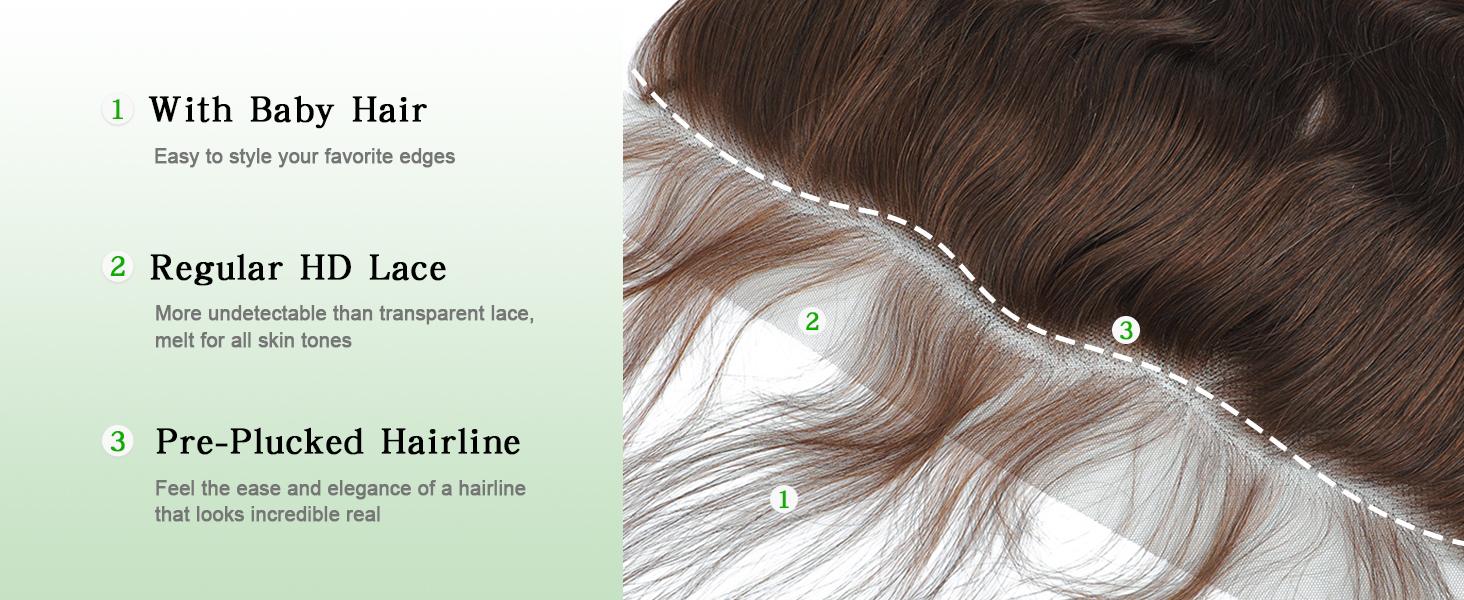 Brazilian Body Wave Bundles with Closure (12 14 16+12) grossy hair bundles 10A Light Brown Body Wave Human Hair Bundles with Lace Closure Raw human hair bundles Brazilian Virgin Hair 3 Bundles with Lace Closure with Baby Hair valentines gifts for gf