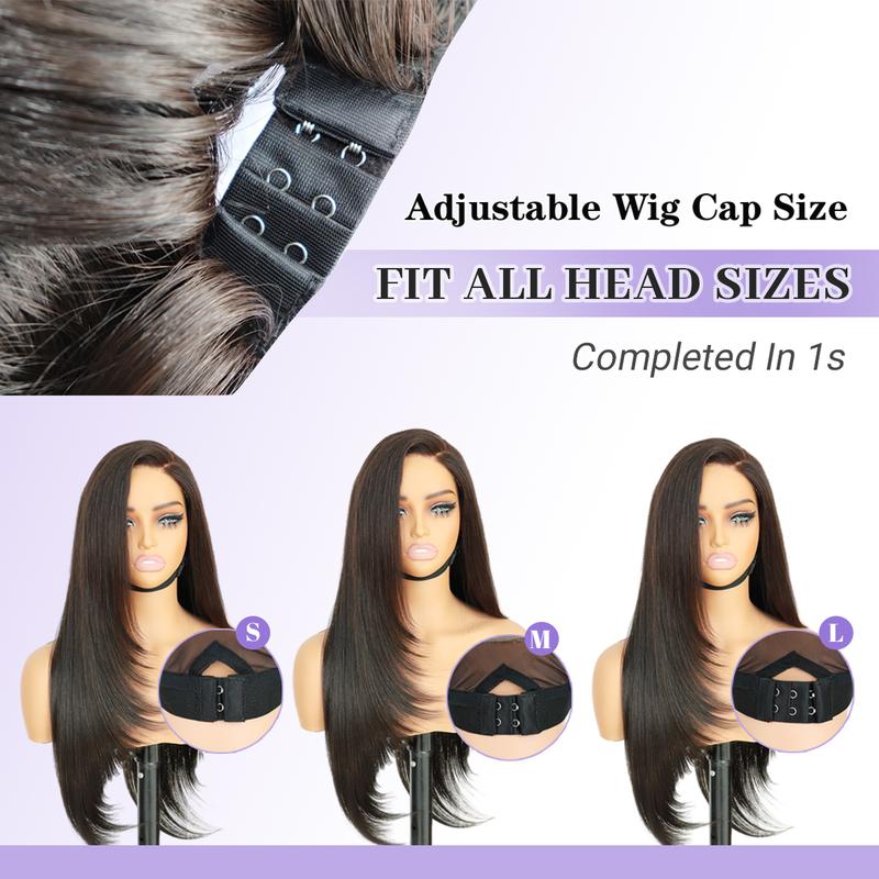 [Blend]9x7 Glueless C-Part Layered Wig Wear and Go Lace Front Straight Wig Pre Plucked Pre Cut Tiny Knots