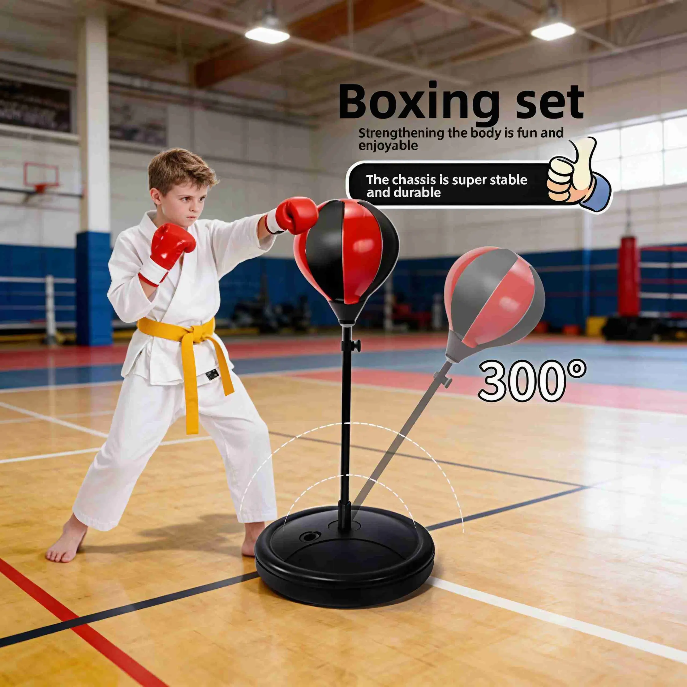 1 Set Boxing Training Equipment, Suitable for Ages 12+, with Speed Reaction Ball & Freestanding Punching Bag, Home Fitness & Stress Relief Tool, Easy Setup, Stable & Durable, For Adults & Kids, Indoor & Outdoor Use, Ideal Gift for Valentine's Day, Birthda
