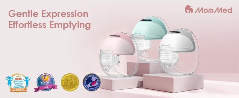 MomMed Wearable Breast Pump S21 With Carry Case,Travel Electirc Breast Pump Kit, Strong Suction And Leak-Proof Design For More Milk, Hands-Free Double Portable Electric Breast Pump with 9 Levels - 24mm Shield