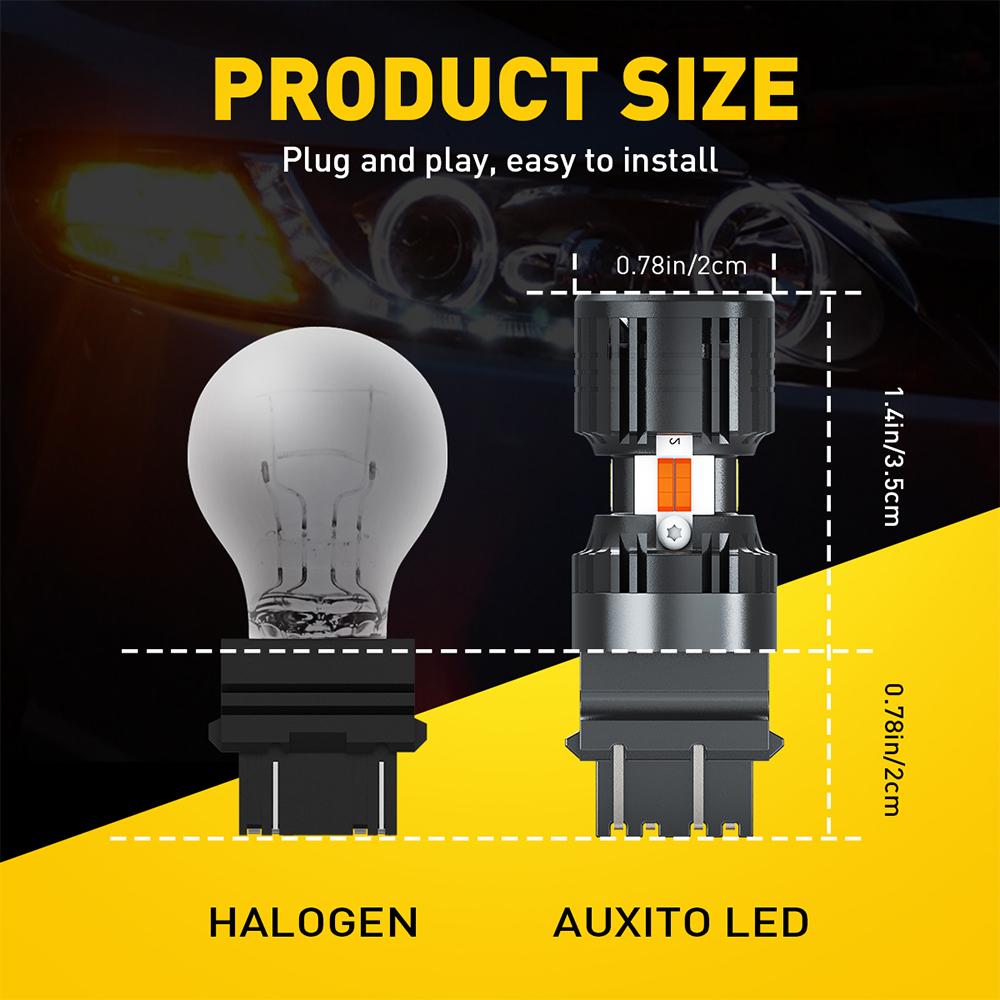 AUXITO Latest CANBUS 3157 Switchback LED Bulbs 3057 3457 4157 Dual Color Amber/White Anti Hyper Flash Built-in Resistor Error Free Turn Signal Lights and DRL/Parking Lights, Pack of 2