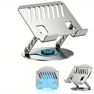 360° Rotating Laptop & Tablet Stand – Adjustable Foldable Carbon Steel Desk Stand, Portable Multi-Angle Holder for Laptop, iPad, Tablet & Phone (4.7-12.9”), Anti-Slip Desktop Stand for Office, Gaming, Study, Home Desk Setup, Laptop Accessories