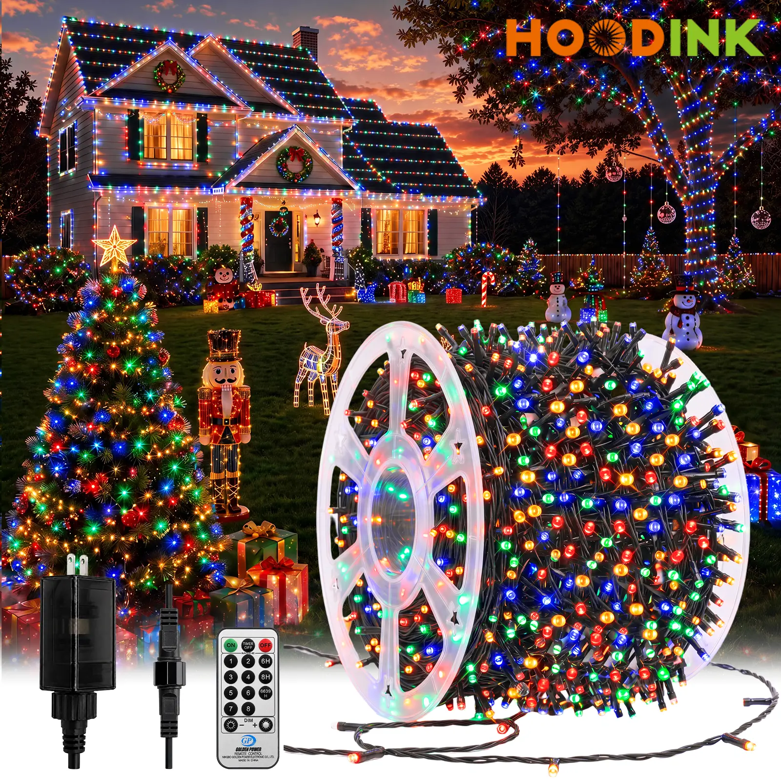 Hoodink 900LED 295FT Christmas Light String with 8 Modes Timer & Remote Control for Home Garden Yard Wedding Decorations Magical Festive Lighting, Fairy Lights, Mood Lighting
