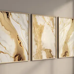 Beige & Gold Wall, Marble Wall Prints, Set of 3, Beige Bedroom Wall Art, Beige Wall Decor, Beige and Gold, Living Room Decoration