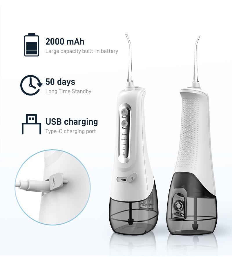 VUFVOID Classic Cordless Water Flosser, 4 Cleaning Modes, DIY Mode, USB Rechargeable, 300ml Big Tank, Oral Irrigator for Home and Travel Electric Teeth Cleaner Dental Scaler