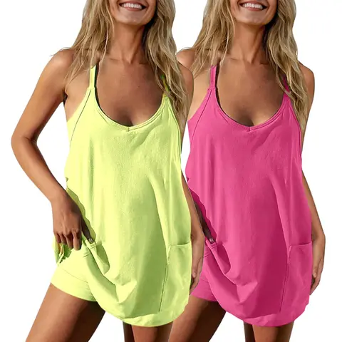 Buenoble Women's Summer Sleeveless Mini Dress with Pockets Perfect for Vacation & Workouts