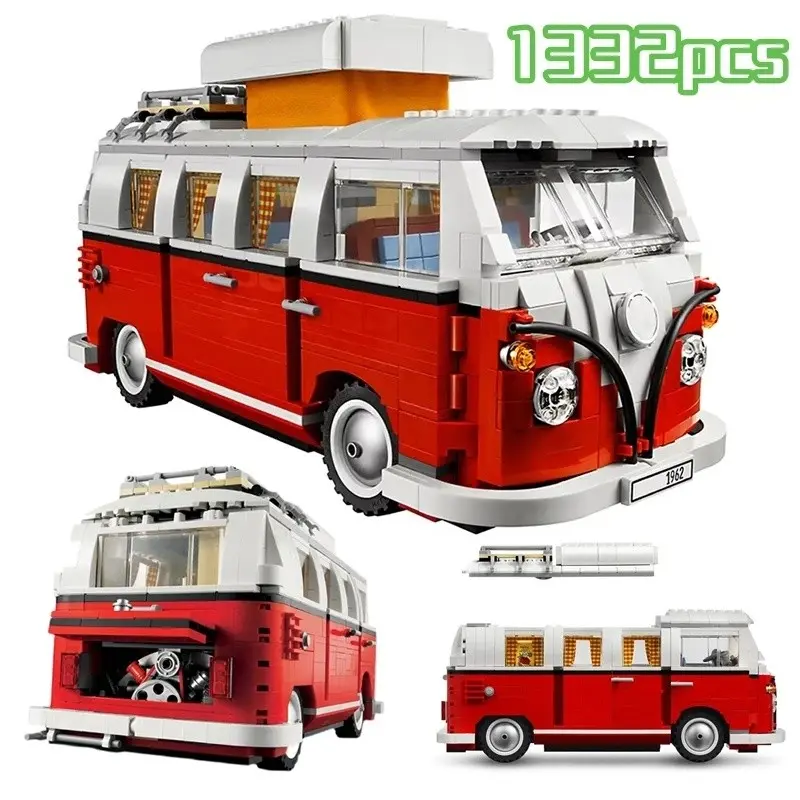1332 Pieces Technical T1 Camping Car Bus Model Kit, Brick Kit, Compatible with Lego Moc Sets, Creative Building Set, Collectible Construction Set, Building Blocks Toy for Boys and Girls