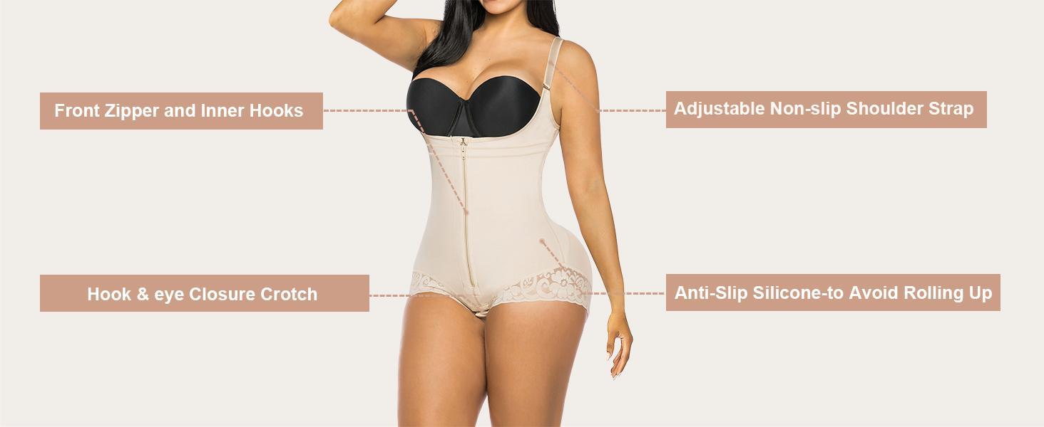 Women's YIANNA Fajas Colombianas Shapewear High Waist Corset Waist Shaping Compression Tummy Control Butt Lifter Bodysuit Underwear Black Basic Minimalist