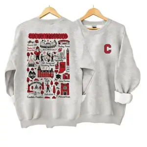 Custom University Hand Sketched Graphic Swweatshirt - Ash Grey, Personalized College Crewneck, Game Day Sports Pullover, Cozy Vintage-Style Top for Sports Lovers