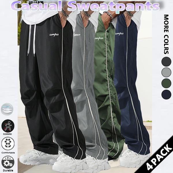 Loose Sports Pants Men's Trousers Grey Side Stripeswith Gold Accent Stripe Comfortable DesignAthleisure Style Bottoms Athletic Bottoms GymwearFitness Outfit