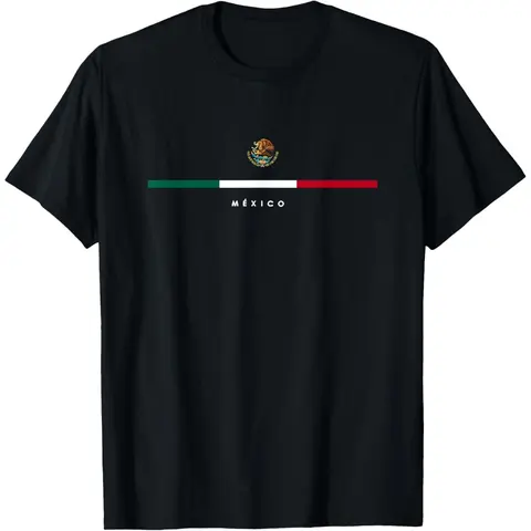 Menswear Natural Cotton Skin-Kind Regular Fit Short-Sleeve Round Neck T-Shirt - All Seasons Streetwear Top with Vintage Vibe Mexican Flag Modern Graphic, Mexican Independence Day Gift