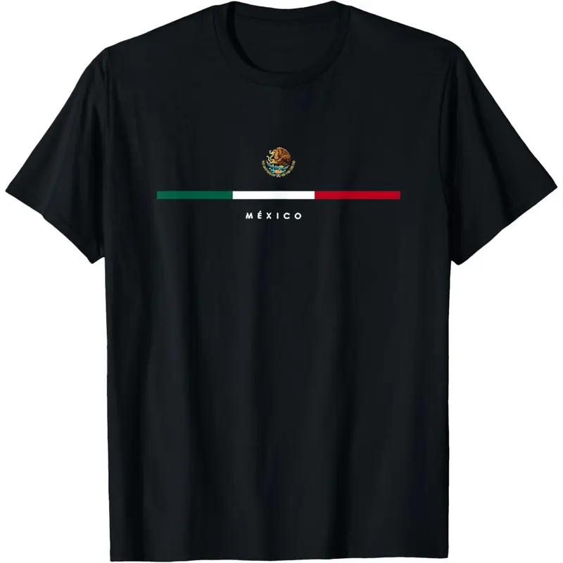 Menswear Natural Cotton Skin-Kind Regular Fit Short-Sleeve Round Neck T-Shirt - All Seasons Streetwear Top with Vintage Vibe Mexican Flag Modern Graphic, Mexican Independence Day Gift