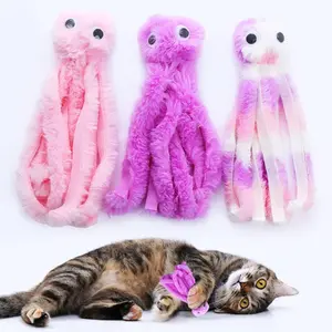 Octopus Plush Cat Toy, Soft Bite-Resistant Teething Toy for Cats, Interactive Play Pet Supplies