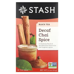 Stash Tea Black Tea, Decaf Chai Spice, 18 Tea Bags, 1.1 oz (33 g)