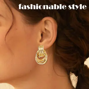 3 Counts,3 Pairs Gold Huggie Hoops Wear Alone Or Together