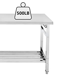 【GARVEE】48 x 30 Inches Stainless Steel Folding Table with NSF Certification, Commercial Kitchen Prep Table Featuring Under Shelf, Ideal for Restaurant and Home Use