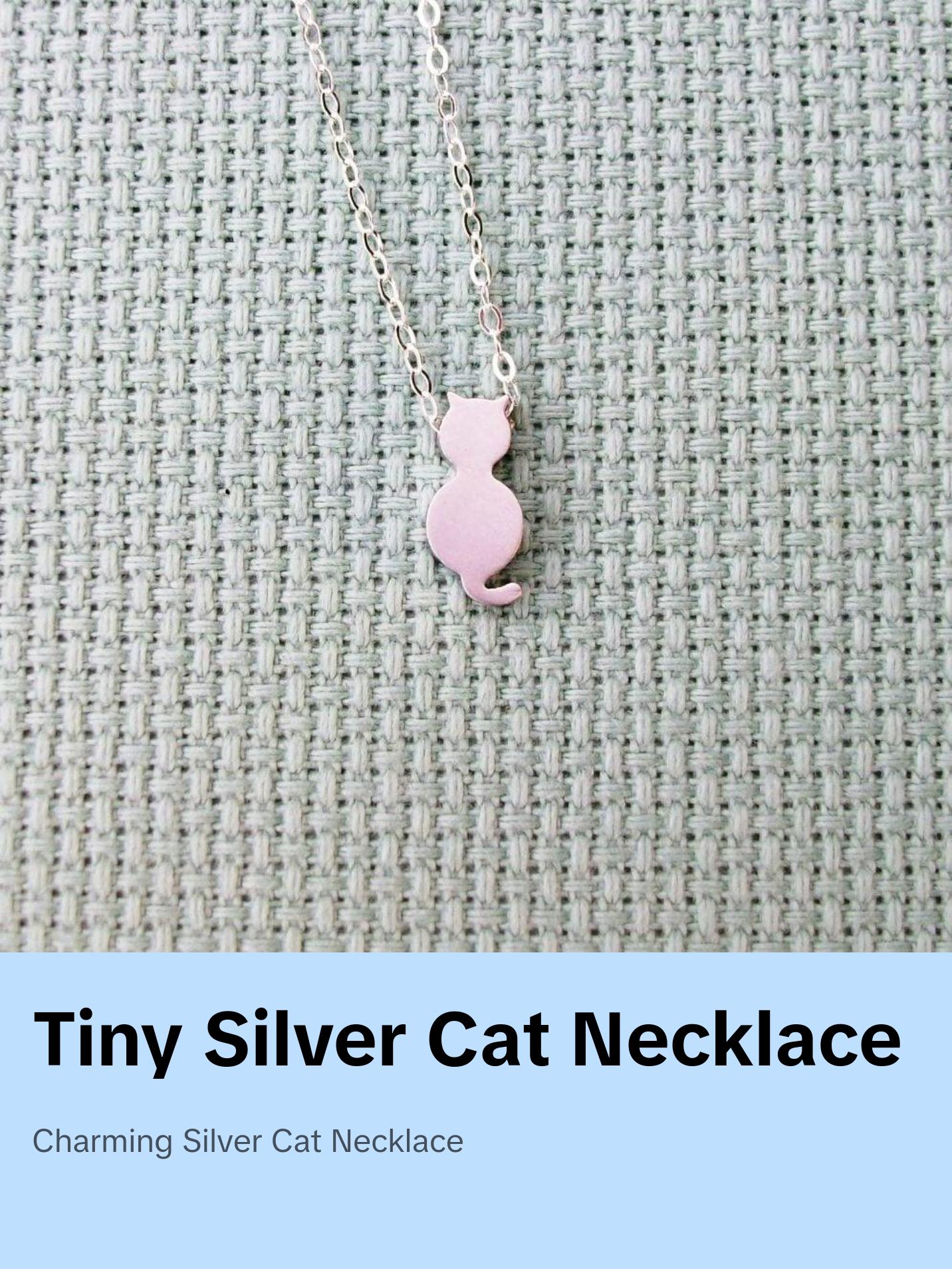 Silver Cat Necklace - Tiny Silver Cat Necklace, Sterling Silver Necklace, Christmas Gift,