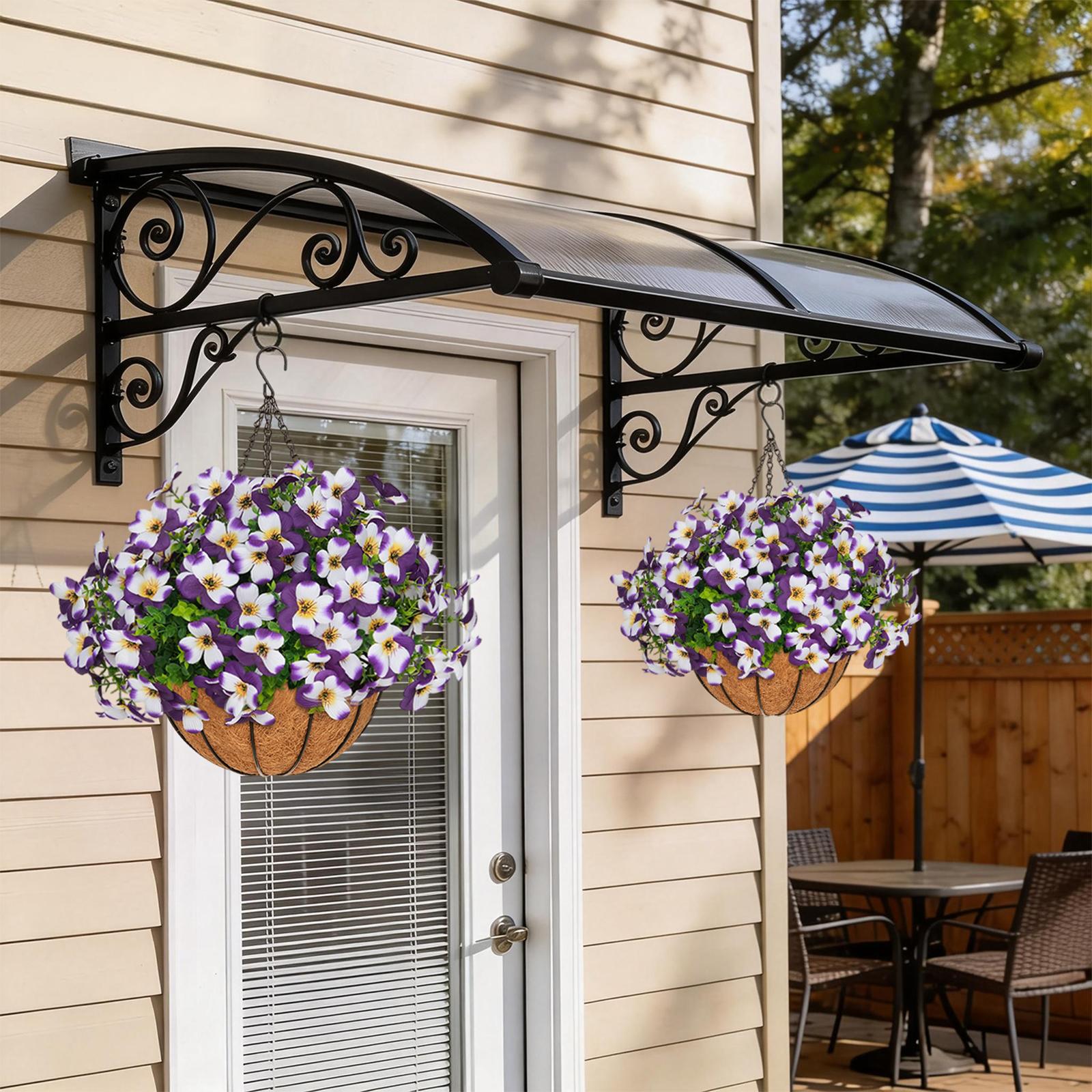 2 Pcs Artificial pansy hanging plant basket, perfect for summer outdoor decoration, made of realistic silk material, UV-resistant, featuring vibrant daisies and eucalyptus leaves, suitable for porches, homes, patios, balconies, and gardens. 2 Pcs Artificial pansy hanging plant basket, perfect for summer outdoor decoration, made of realistic silk material, UV-resistant, featuring vibrant daisies and eucalyptus leaves, suitable for porches, homes, patios, balconies, and gardens.