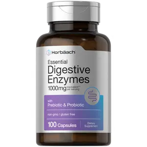 Horbäach Essential Digestive Enzymes | 100 Capsules | Enzyme Blend for Men & Women | Non-GMO & Gluten Free Supplement