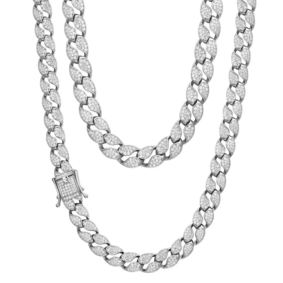 S925 Silver 10mm Moissanite Cuban Link Chain, Hip Hop Men's Necklace, 16-22 Inches For Trendsetters