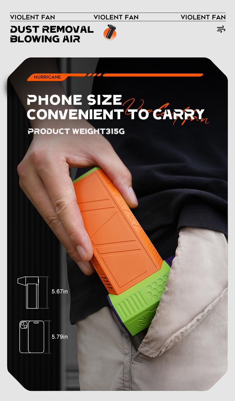 Turbo Fan Air Duster | 130K RPM & 200g Pressure for Industrial Blasting. Deep Clean Car Vents, PC Fans, Furniture & Blow Away Yard Leaves/Snow. 180W Handheld Power