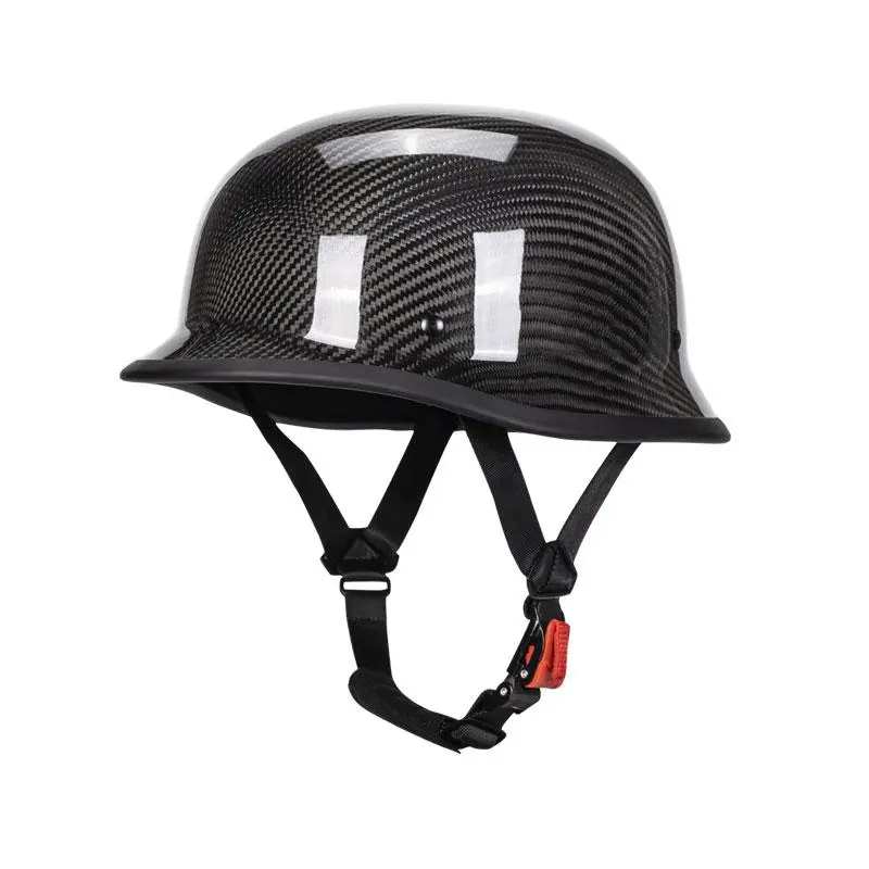 KAESE Carbon Fiber German Style DOT Approved Adjustable Hard-Shelled Impact Helmet Half Helmet, 530g Ultra-Light Open Face Retro Motorcycle Protective Gear with Free Face Bandana, Adjustable Half Helmets