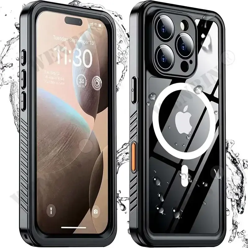 IP68 Waterproof Case For iPhone 17 Air 16 15 14 13 Pro Max Plus Full Body Protective Cover Swim Underwater Diving Magsafe Magnetic Fundas