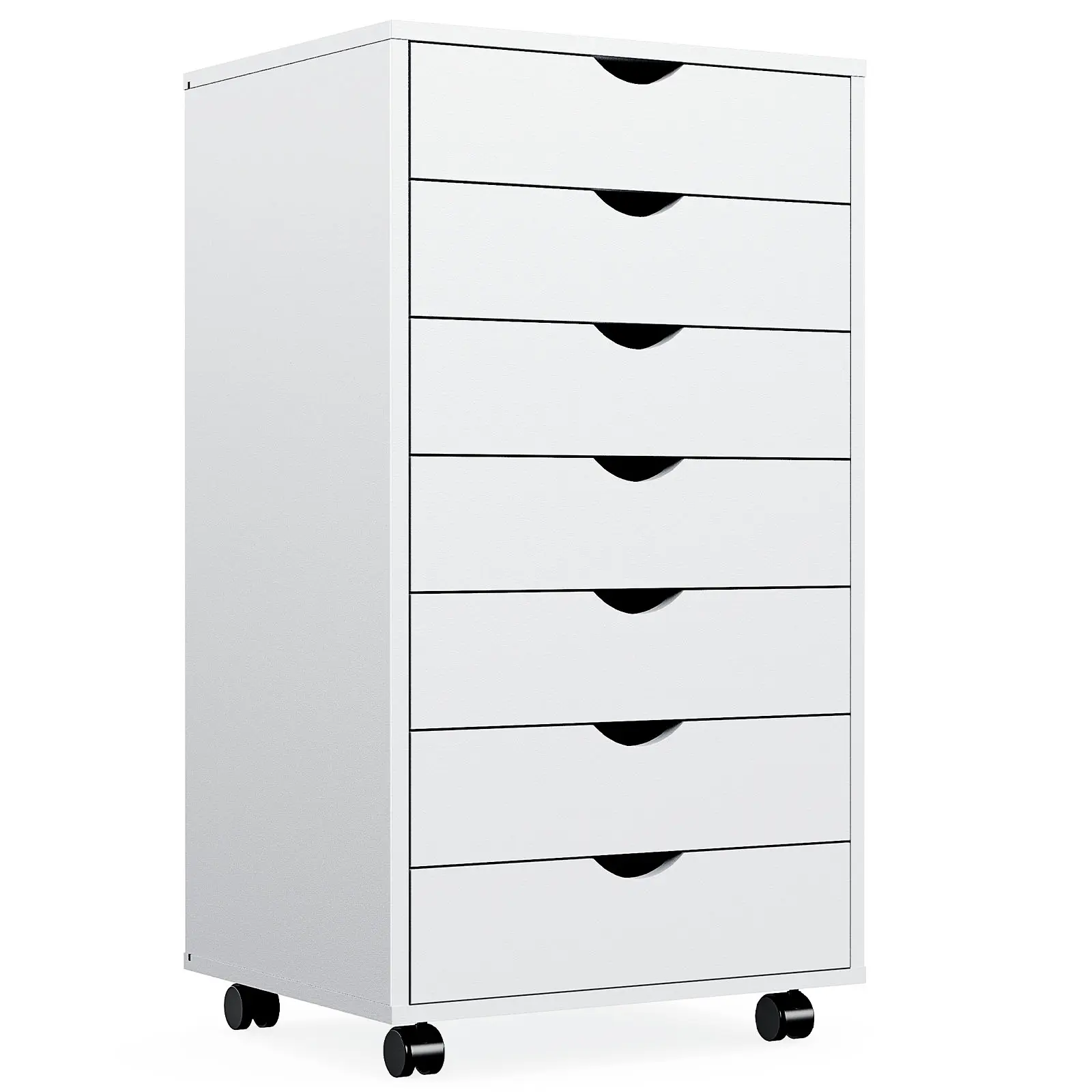 7-Drawer Wooden Chest of Drawers - Mobile Storage Cabinet with Wheels, Dresser for Bedroom, Organizer for Home Office, Wooden Drawers
