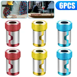 6Pcs Magnetic Screw Ring Set - Removable Screwdriver Head Magnetic Ring Kit,Magnetizer Ring for 1/4" Hex Screwdriver and Power Bits,Tools