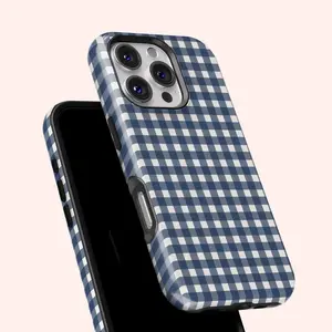 Blue Stripe Plaid Phone Case Ginghamm Collage Cover for iPhone 17 Air ProMax Plus 16 15 Pro 14 13 12 11 Shockproof Silicone Protection Samsung S22 S23 S24 S25 A06 A13 A52 A53 A56 Casing