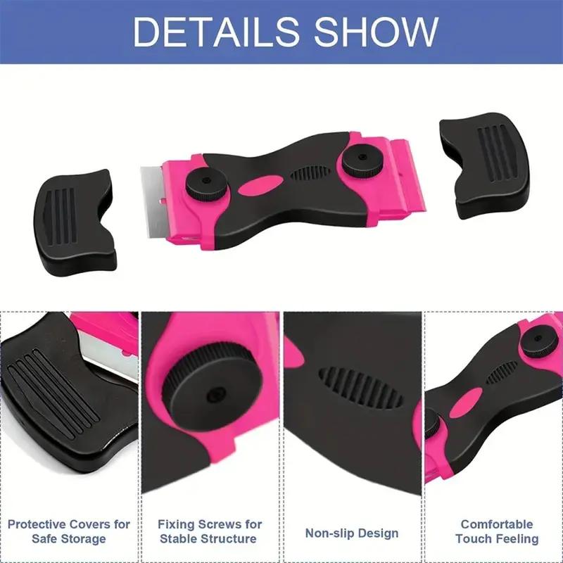 Multi-Surface Scraper Tool Kit Double-Edged Plastic Scraper Ergonomic Handle Safe Portable for Windows Stoves Cleaning Removal Stickers Decals