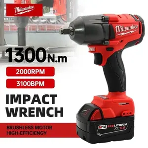 Milwaukee Cordless Electric Wrench 18V 800N.M Torque Brushless Impact Wrench with 12.0Ah Battery & Charger for Professionals