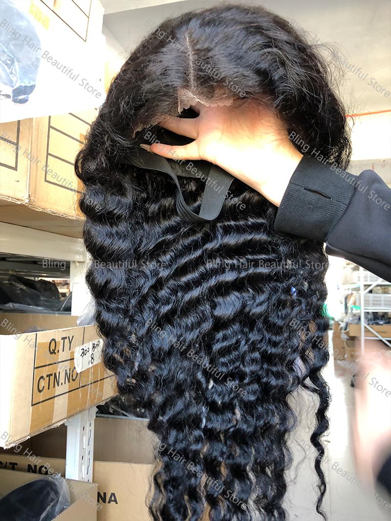 Bling Hair Glueless Wigs Deep Wave Human Hair Wig 6x4 Pre-Cut Curly Water Wave 5x5 7x5 9x6 Lace Closure Wigs 180% Density Ready Go Wigs For Women