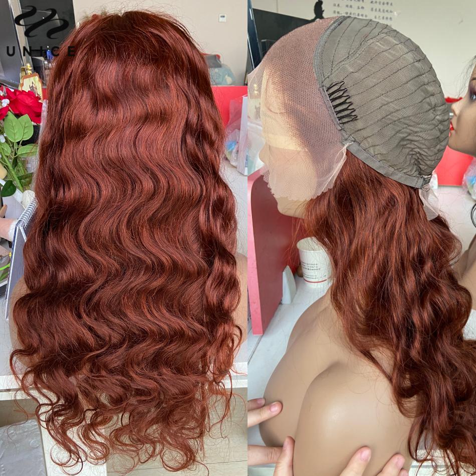 Bling Hair 34inch Reddish Brown Body Wave Pre Plucked 13x4 13x6 Hd Lace Frontal Human Hair Wig Brazilian Wavy Color Wig for Black Women with Baby Hair 34inch TikTokShopHolidayHaul