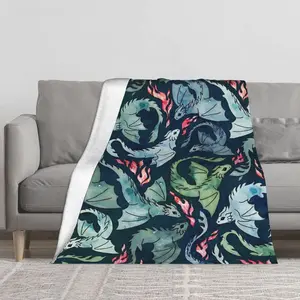 Electric Blue Flames Blanket Soft Fleece Throw Flannel Blankets for Couch Bedroom Living Room Picnic Camping Novelty Gift