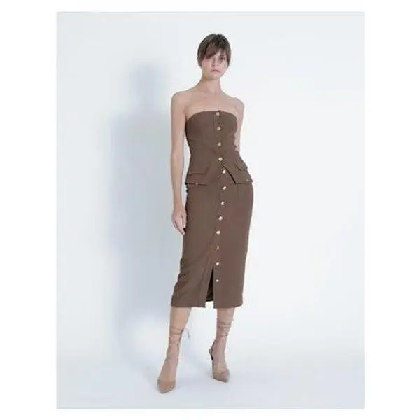 Karina Grimaldi Tessa Strapless Top in Mocha