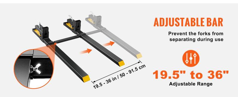 VEVOR Pallet Forks, TikTokShopBlackFriday, 4000 lbs Clamp on Pallet Forks, 60" Total Length Heavy Duty Pallet Forks with Adjustable Stabilizer Bar, Tractor Bucket Forks for Tractor Attachments, Skid Steer, Loader Bucket VEVOR Super Brand Day