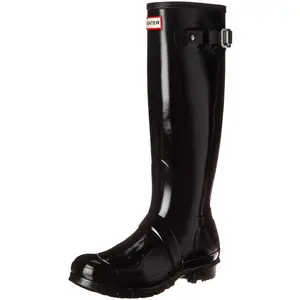 Hunter Womens Original Tall Gloss Rain Boots - Black - 10