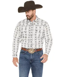 Men's Cowboy Hardware Medallion Print Long Sleeve Snap Stretch Western Shirt - 125620-020