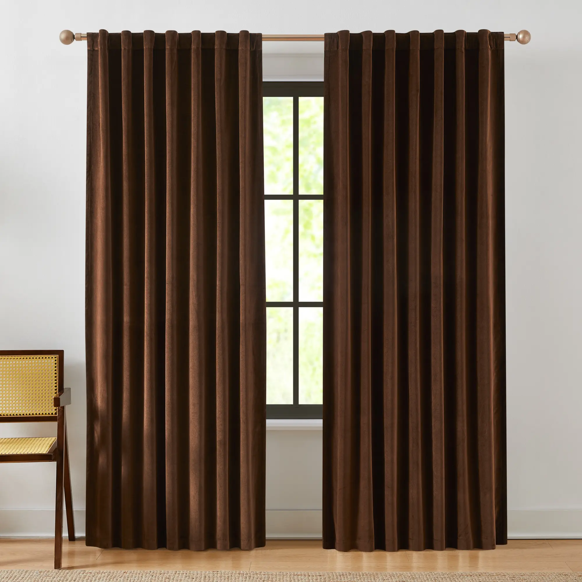 Lush Decor x Chuks Collins Terran Velvet Blackout Window Curtain Panels, 50" W x 84" L 2-Piece Modern Minimalist Aesthetic Neutral Curtains with 100% Blackout Lining for Privacy & Energy Efficiency, Velvet Curtains