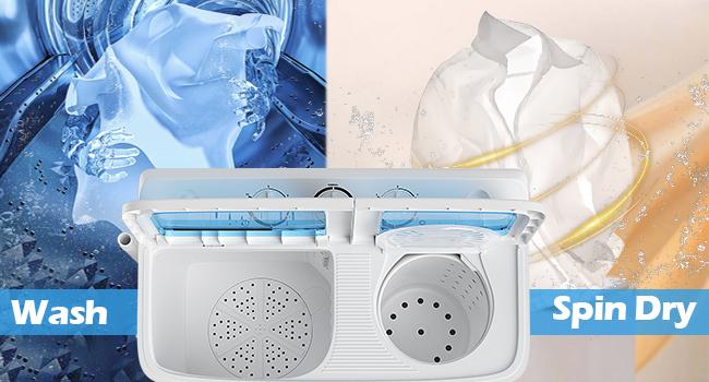 Costway Compact Twin Tub Washing Machine, Durable Design, Timer Control, Compact Laundry Washer for RV, Apartments and Dorms