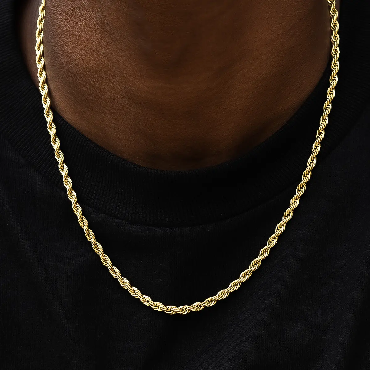 GLD Rope Chain | 18k Yellow Gold Plated, 4mm Width, 16-30" Lengths | Guaranteed for Life - Perfect Gift